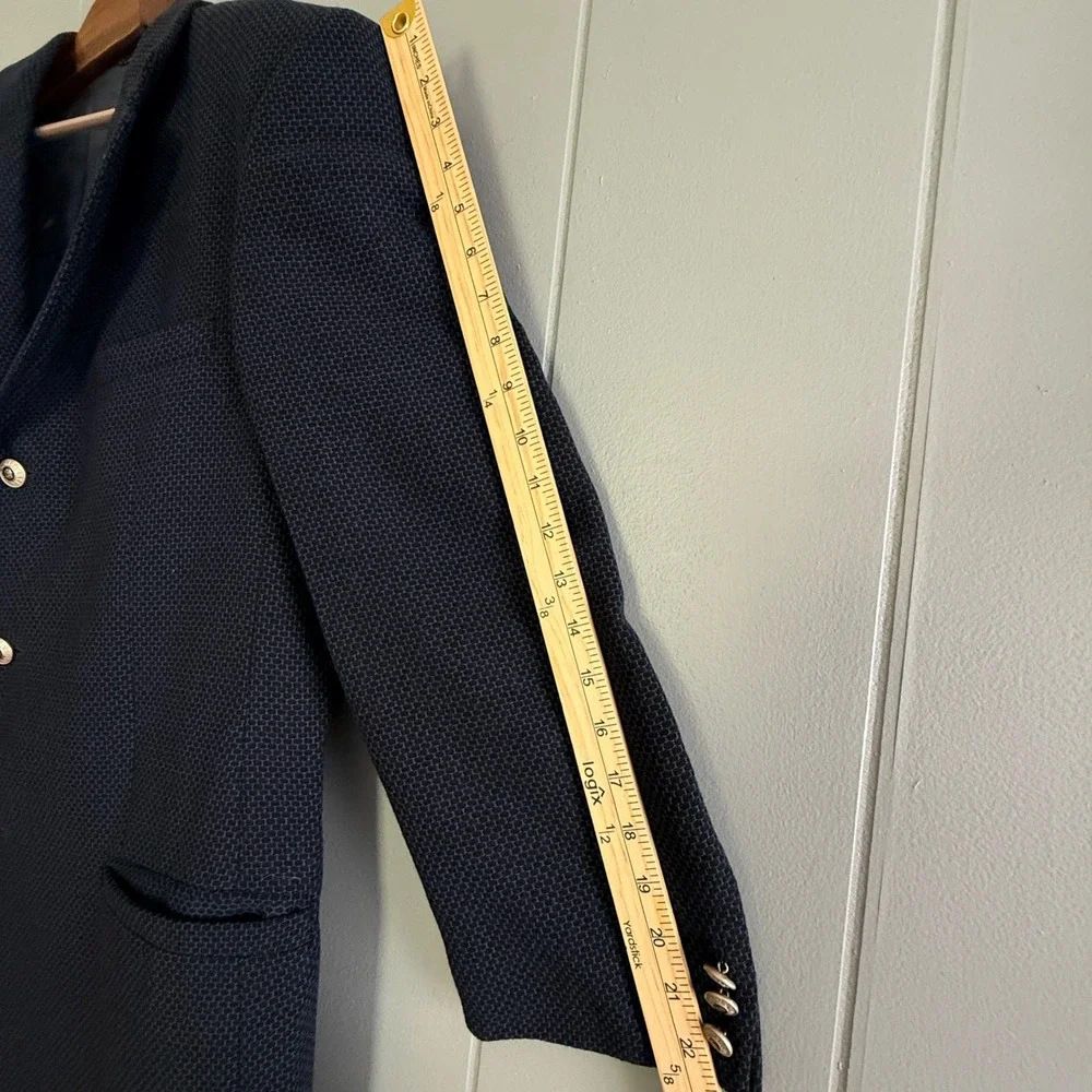 Versace Classic V2 Blazer Navy Textured Wool 100% US 42 Business Formal IT 52